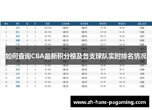 如何查询CBA最新积分榜及各支球队实时排名情况