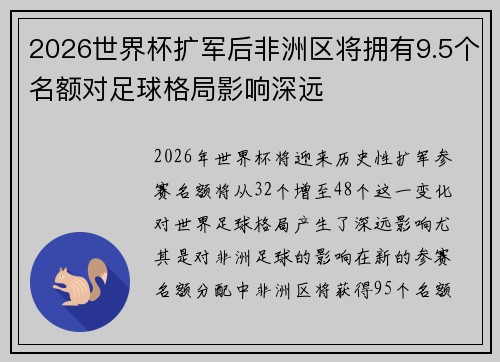 2026世界杯扩军后非洲区将拥有9.5个名额对足球格局影响深远